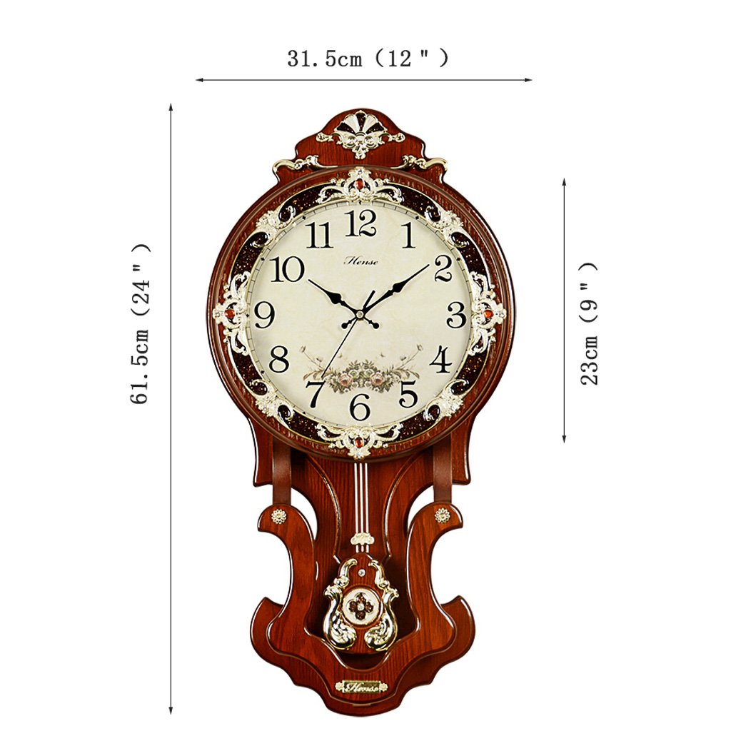 超目玉 ヨーロッパの木製のドリップエンクリスタルダイヤモンドクロック ラウンド片面壁掛けベッドルームの研究用クロック 銅で覆われた金属のハンズオンクロック 木製フレームミュートホテルカフェブラックウォールクロック サイズ 23cm B07fq6pp3623cm
