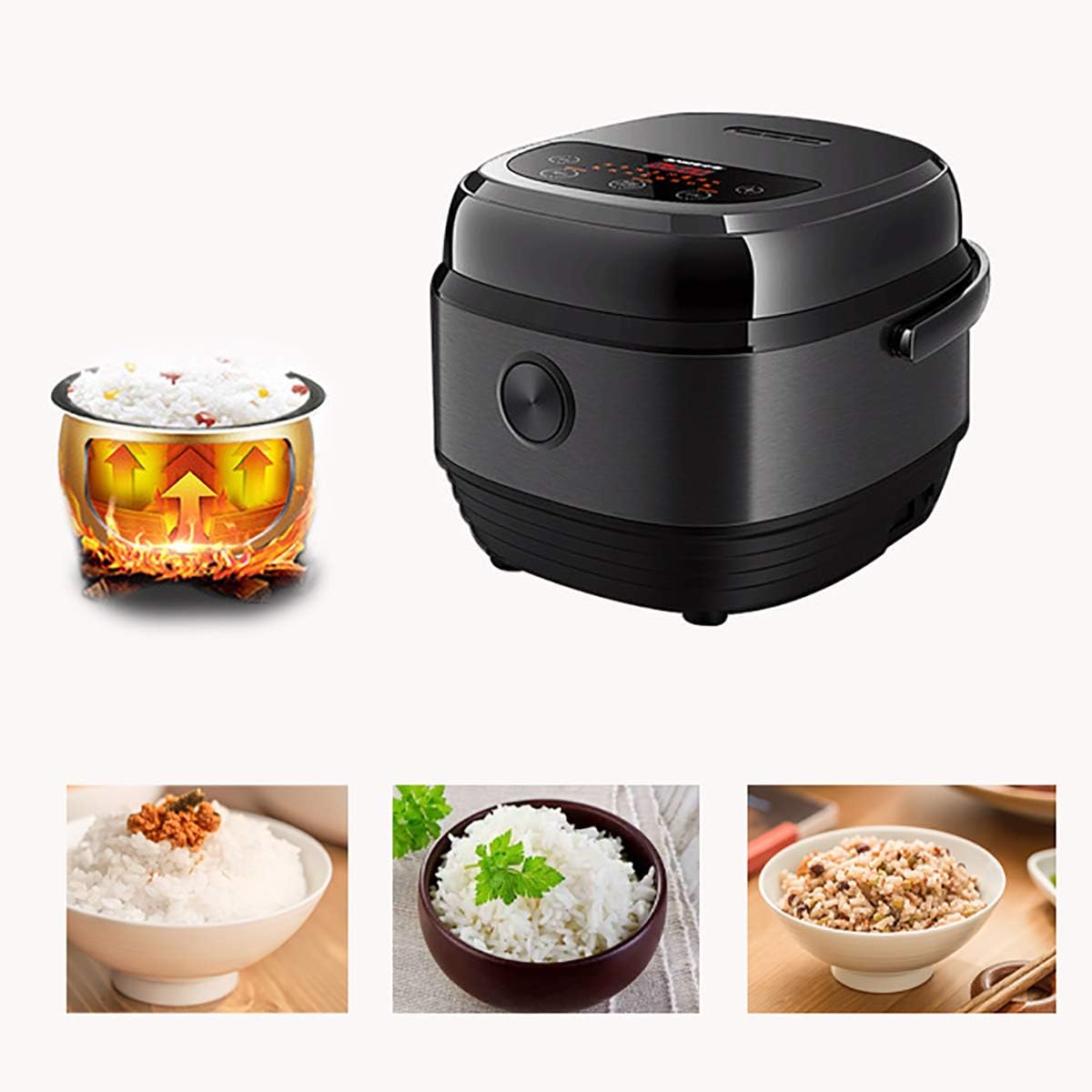 GAYBJ Digital Rice Cooker Rice Cooker Steamer Multi-Cooker with 8 programmes Premium Inner Pot Timer and Keep Warm Function Rice for up to 8 People,A,3L