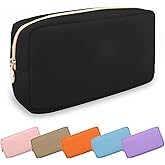 UIXIZQ Waterproof Small Makeup Pouch for Purse,Nylon Travel Toiletry Storage Pouch Cute Preppy Cosmetic Bag for Women Girl,Waterproof Makeup Organizer Skincare Bag Purse with Zipper(Small-Black)