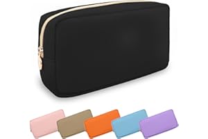 UIXIZQ Waterproof Small Makeup Pouch for Purse,Nylon Travel Toiletry Storage Pouch Cute Preppy Cosmetic Bag for Women Girl,Waterproof Makeup Organizer Skincare Bag Purse with Zipper(Small-Black)