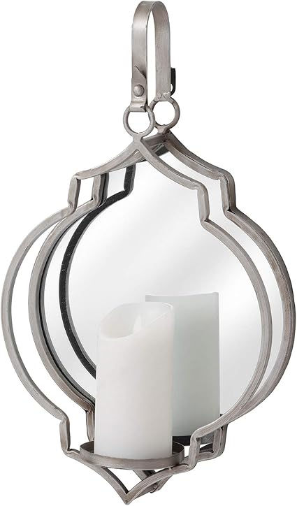 Lhi Solid Distressed Modern Silver Wall Sconce Candle Holder W Mirror Wall Mounted 47 5cm Amazon Co Uk Kitchen Home