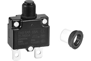 DMiotech 13A Thermal Circuit Breaker 125/250V AC 50V DC 50/60Hz 1.8x1.1x0.6 Push Button Manual Reset Overload Protector with 