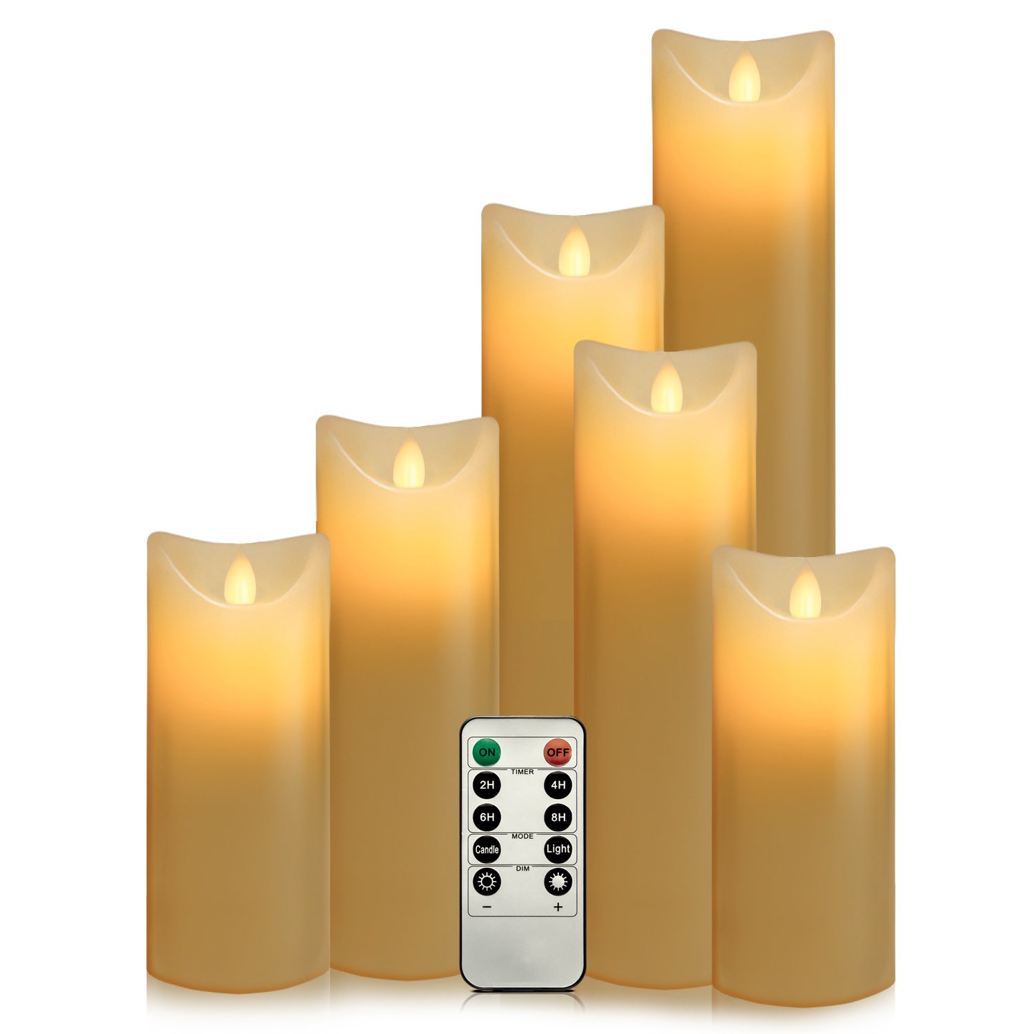 Luminara Moving Wick Flameless Candle Set Of 6 Candle With 10 Key