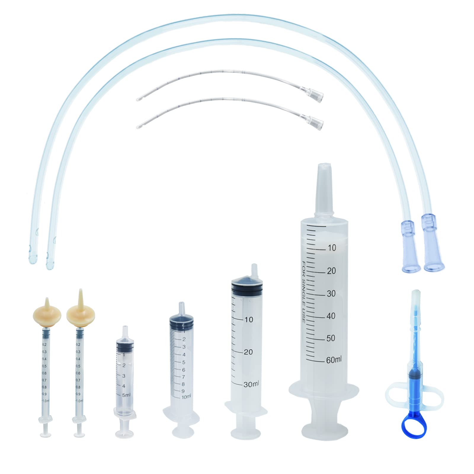Photo 1 of Puppy Feeding Tube Kit Pet Nursing Nipple Includes Kendall Feeding Tubes,60/30/10/5/1 ML Syringes,Feeding Tubes for Puppies Kitten Nestling Feeding Tool for Small Animals(13 Pack)