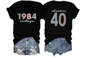 ENVIARBRILLO Vintage 1984 Chapter 40 T-Shirt for Women 40th Birthday Shirt Short Sleeve Retro Shirt Mom Birthday Shirt Tops