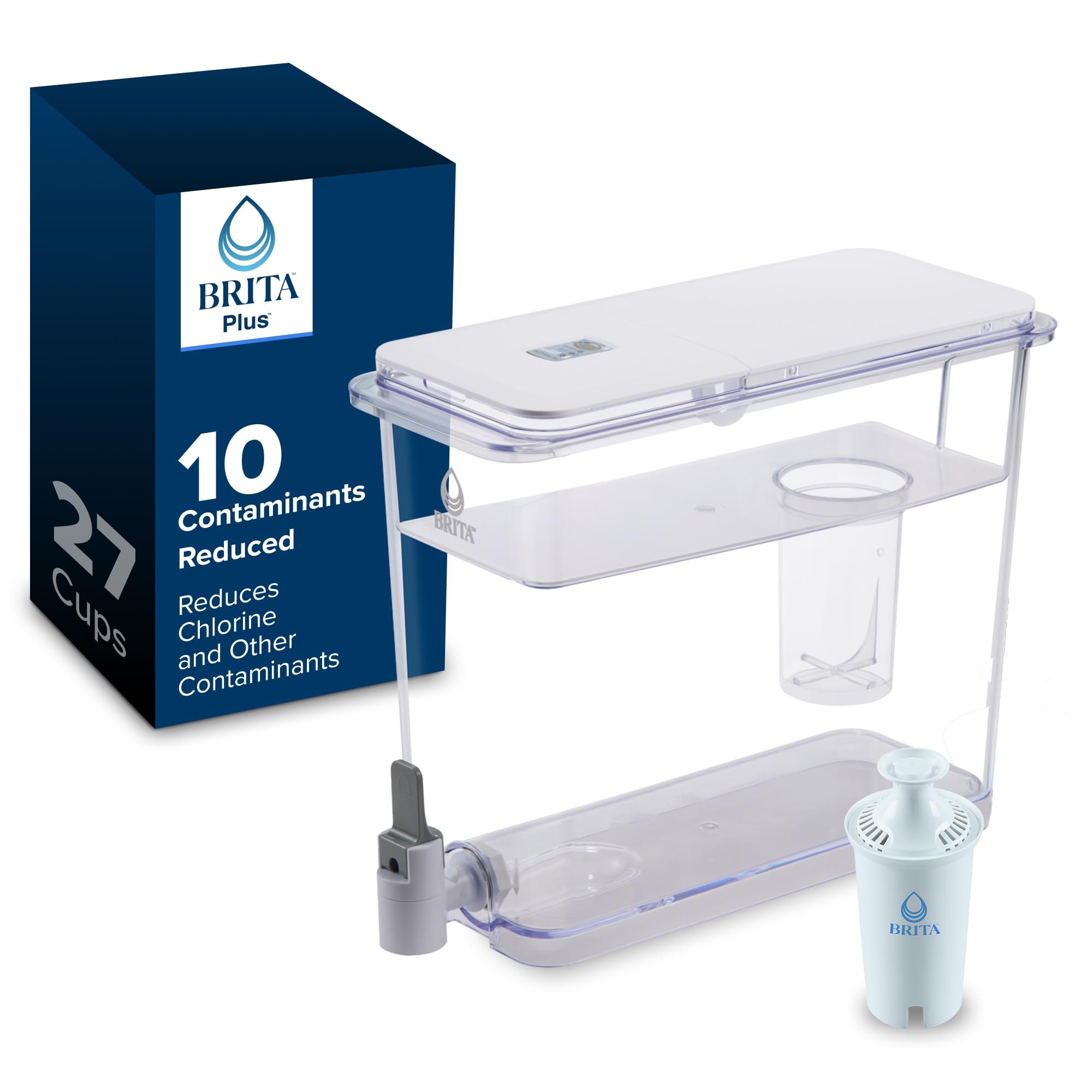 Photo 1 of Brita UltraMax Large Water Dispenser with 1 BritaPlus Filter, 27 Cup, White (Package May Vary)