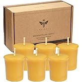 Pure Beeswax Votive Candles-6 Pack Natural Votives Set for Home Room Decor Party Wedding Spa Gift,12 Hours Burn