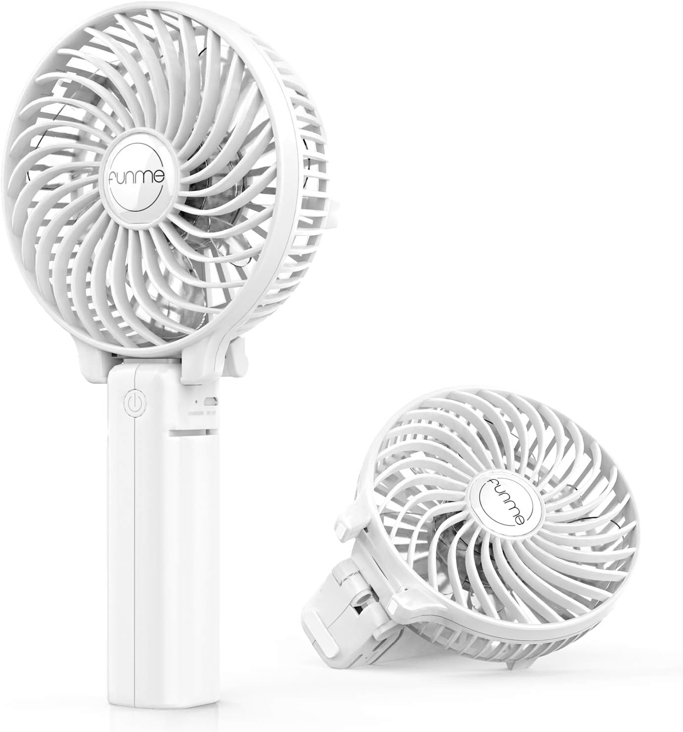 FUNME Mini Handheld Fan 3 Speed Adjustable Personal Portable Fan Rechargeable Battery Operated USB Table Fan Cooling Foldable for Outdoor Hiking Travel Office Household - White