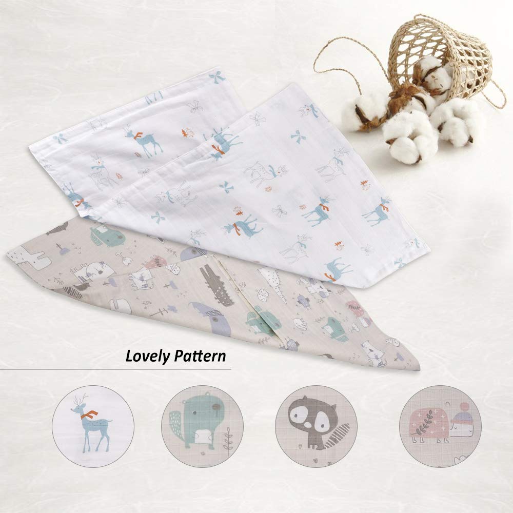 Kids Toddler Pillowcases 2 Pack Organic Cotton Baby Pillow Cover with Cute Animals Printing Comfortable Travel Pillow Cases for Boys and Girls Breathable Pillowslip Cases 13 x 18 Inches