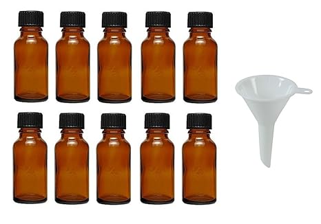 Viva Haushaltswaren - 10 x Tropfflasche 20 ml, Mini Glasflaschen mit Tropfeinsatz aus Braunglas, als Apothekerflasche verwend