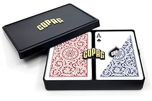 Copag 1546 Design 100% Plastic Playing Cards, Bridge Size (Narrow) Red/Blue (Standard Index, 1 Set)