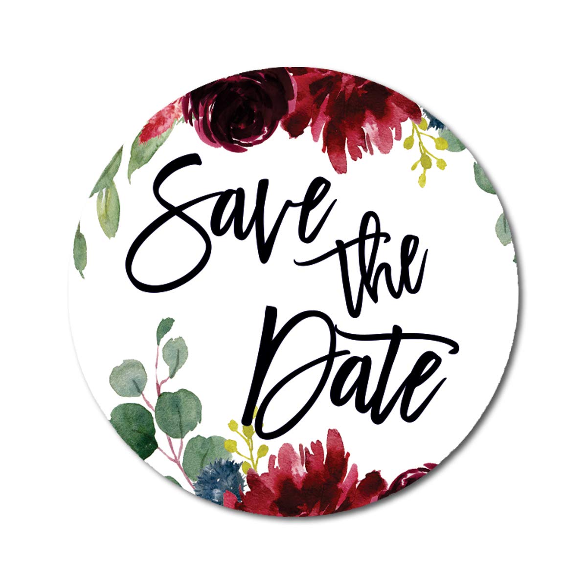 Darling Souvenir Round 1.6 Inches Rose Floral Border Save The Date Stickers Wedding Gift-45 Pcs