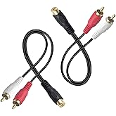 VCELINK RCA Splitter 1 Female to 2 Male (8 Inch), Stereo Audio Y Cable, Gold Plated Dual RCA Male Adapter for Car Audio, Subw