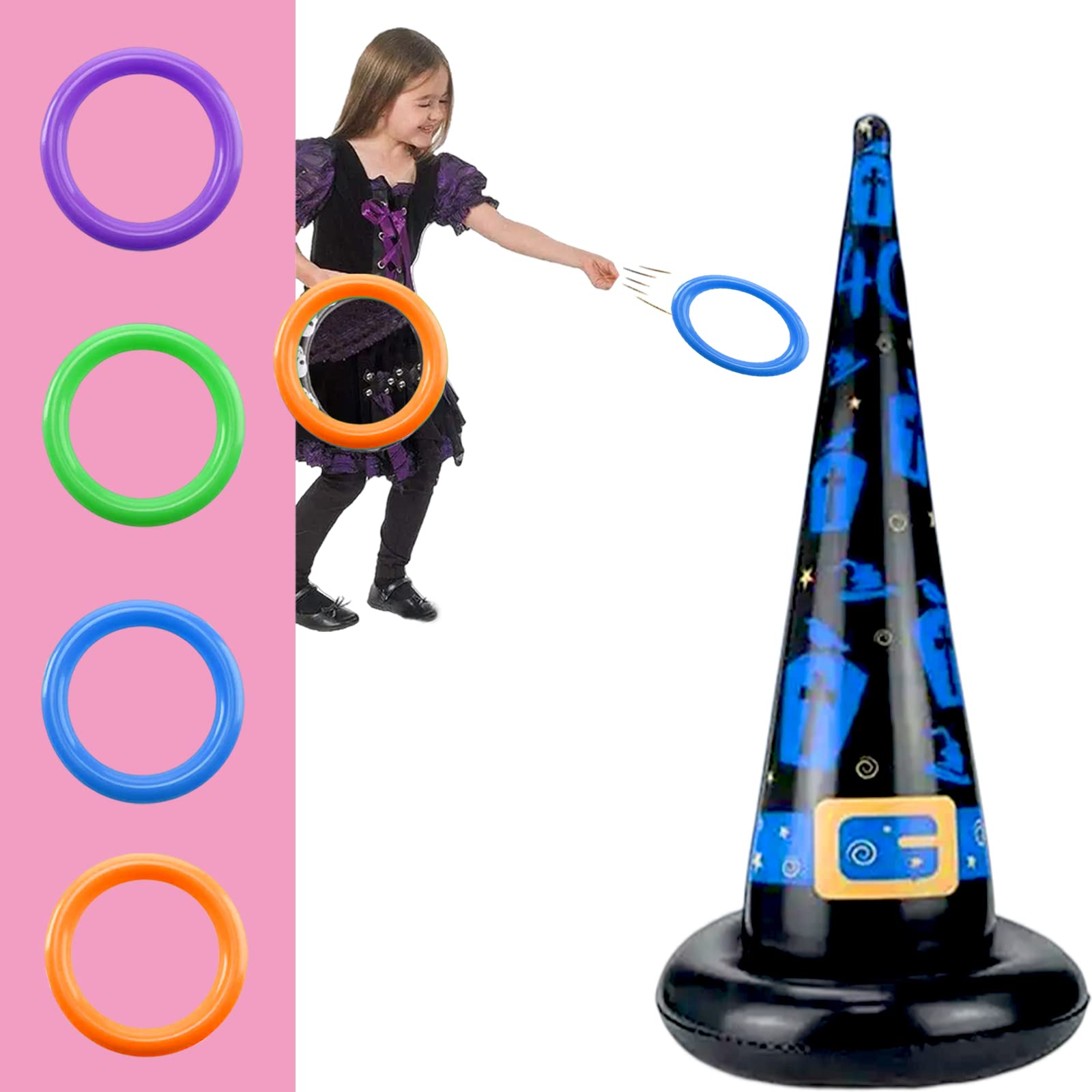Halloween Party Ring Toss Game for Kids Adults,Inflatable Halloween Spider Ring Toss Game with 4 Rings,Fun Halloween Games for Families School Office Indoor Outdoor Game,Halloween Kids
