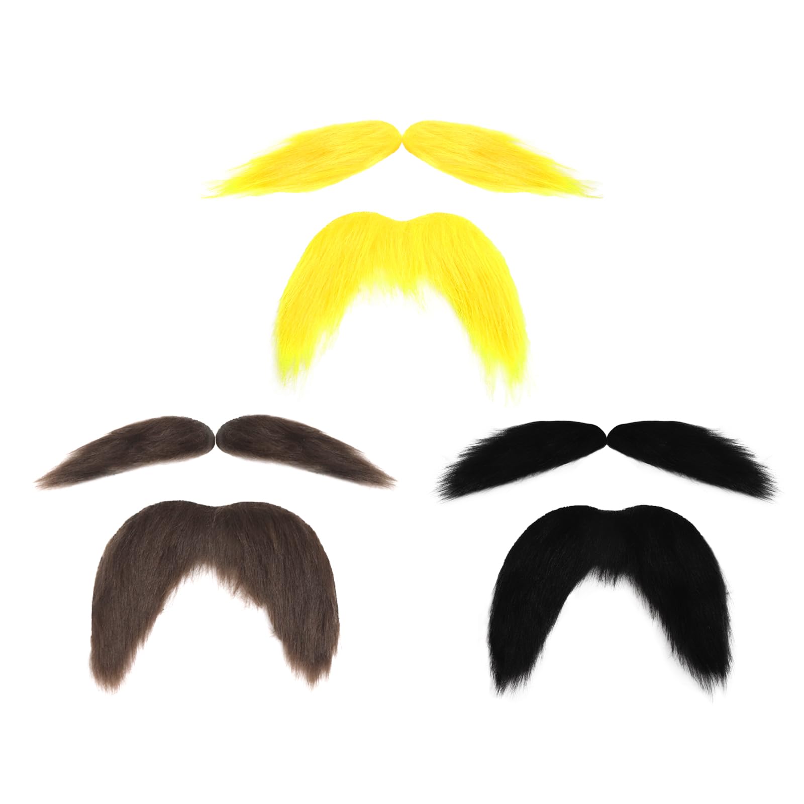 Fake Moustache Eyebrow Set,3 Colours Stick-On Costume Beard Kit Self-Adhesive novelty beard set Funny Facial Hair Props moustache for Halloween, Fancy Dress, Cosplay & Photo Booths