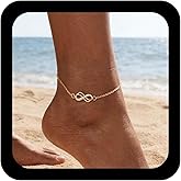 Xduargs Boho Crystal Infinity Anklet Bracelet Gold Endless Love Symbol Foot Chain Vintage Number 8 Ankle Chain Summer Beach Link Foot Bracelet Accessories for Women