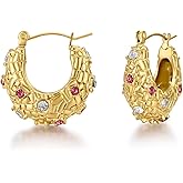 FRUMOS 18K Gold Plated Chunky Hoop Earrings for Women Fashion Thick Gold Hoops Set Jewelry for Birthday Christmas Gifts
