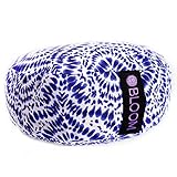 BLOOM Zafu Meditation Pillow Cushion, Round Yoga Bolster - Adjustable Buckwheat Hull Fill, Premium Cotton, Removable Washable Case, Carry Handle, Zipper (Shibori Blue)