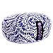 BLOOM Zafu Meditation Pillow Cushion, Round Yoga Bolster - Adjustable Buckwheat Hull Fill, Premium Cotton, Removable Washable Case, Carry Handle, Zipper (Shibori Blue)