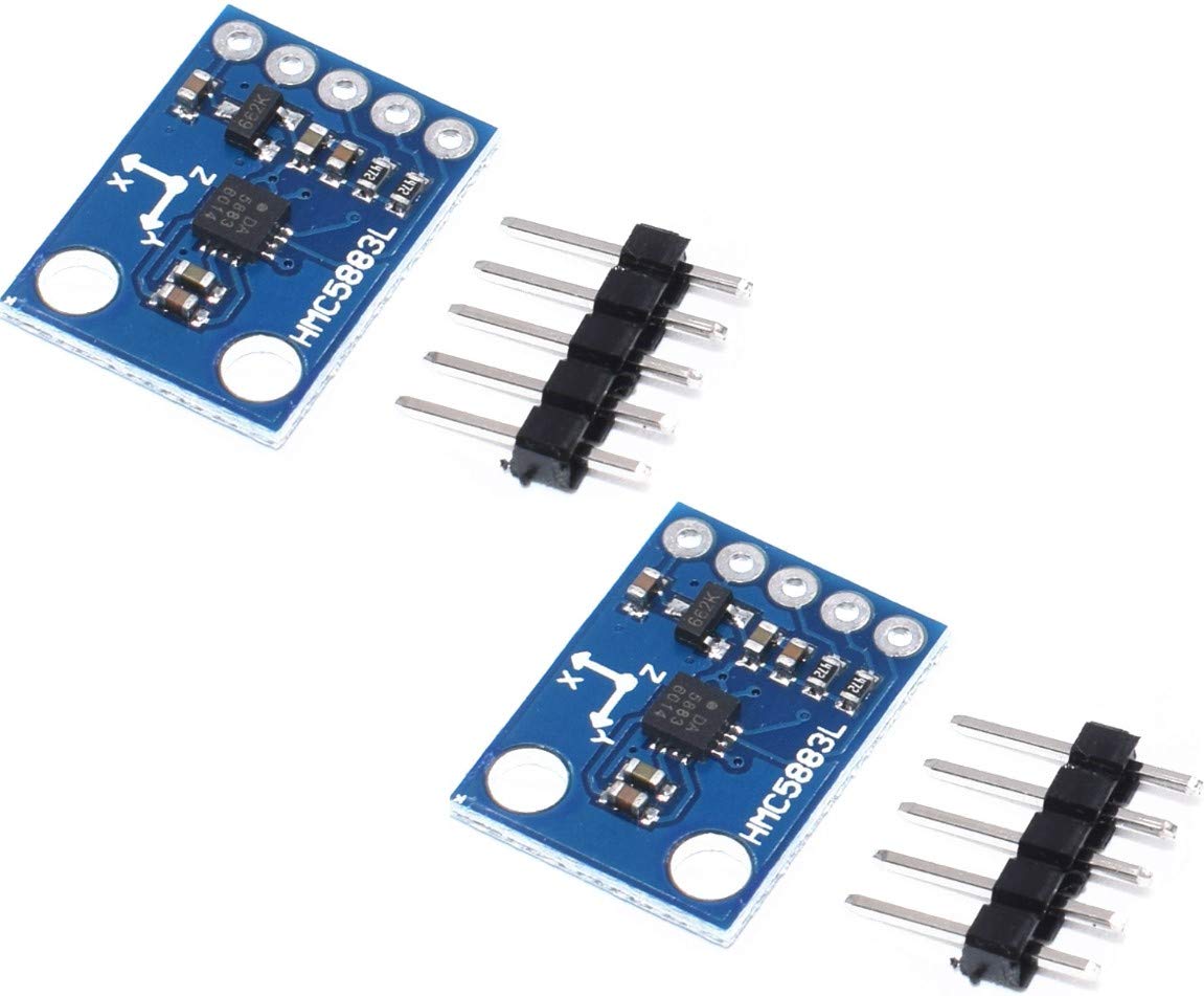 TECNOIOT 2pcs GY-273 QMC5883L Triple Axis Compass Magnetometer Sensor HMC5883L Compatible | 2pcs GY-273 QMC5883L Triple Axis Compass Magnetometer Sensor Module for Arduino 3V-5V