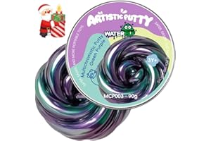 WATERELF Galaxy Putty Slime - Stocking Stuffers for Kids, Fidget Sensory Artistic Therapy Putty Toys for Boys Girls Adults, Stress Relief Non-Sticky, 3.11 Inch 3.2 Oz – Green Purple