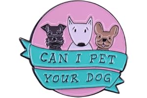 LATINDAY 1 Pack Irregular Round Enamel Pin Ornament CAN I PET YOUR DOG Badge Fun Statement Badge Art Accessory With Letter Badge Pin For Jackets Cotton Shirt Dress Cotton Canvas Bag Denim Jacket