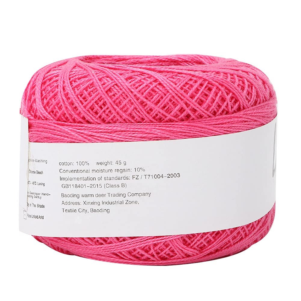 Jenngaoo Lace Cotton Yarn, Popular Lace Cotton Yarn Hand Crocheted Summer Silk Light Thin Thread Ball Crochet Lace Hand Knitting Craft Art Yarn(Rose Red)