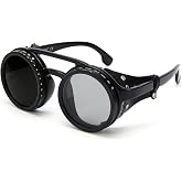 OUANGANC Adjustable Tint Polarized Sunglasses,Retro Round Steampunk | Men, 1-9 Gear Manual Dimming, UV400 Protection, ND Filter Lenses, Hiking, Fishing ,Mountaineering