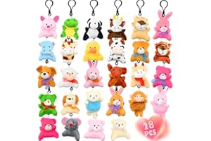 LUKBERA 28Packs Plush Animals Keychain, Stuffed Animals Keychain Toys for Easter Egg Fillers Classroom Exchange Gifts Goodie Bag