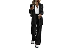 PRETTYGARDEN Women's 2025 Fall Two Piece Outfits Blazer Jacket and Wide Leg Pants Pockets Business Casual Suit Sets