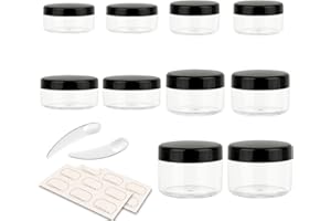 10 Pieces Small Travel Containers, 3/5/10/15/20 Gram Size Jars, Cosmetic Size Containers for Lotions and Creams, Plastic Samp
