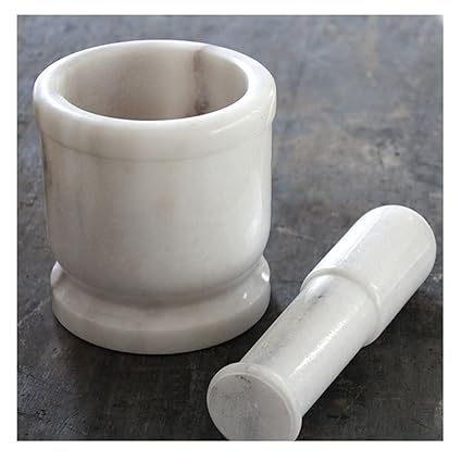 IKARUS Marble Mortar and Pestle Set for Grinding Small Spices and Medicines(3-inch, White)