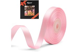 LIUYAXI Solid Color Double Faced Pink Satin Ribbon 1/2" X 25 Yards, Ribbons Perfect for Crafts, Wedding Decor, Bow Making, Sewing, Gift Package Wrapping and More