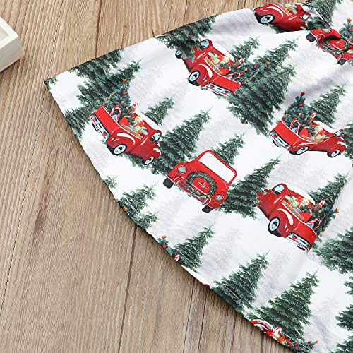 Toddler Kids Baby Girls Christmas Outfits Ruffle Top Christmas Tree Suspender Skirt Set 2PCS Clothes Set Winter (Red, 18-24 Months)