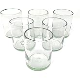 Dos Sueños Hand Blown Mexican Drinking Glasses – Set of 6 Natural Clear Tumbler Glasses (10 oz each)