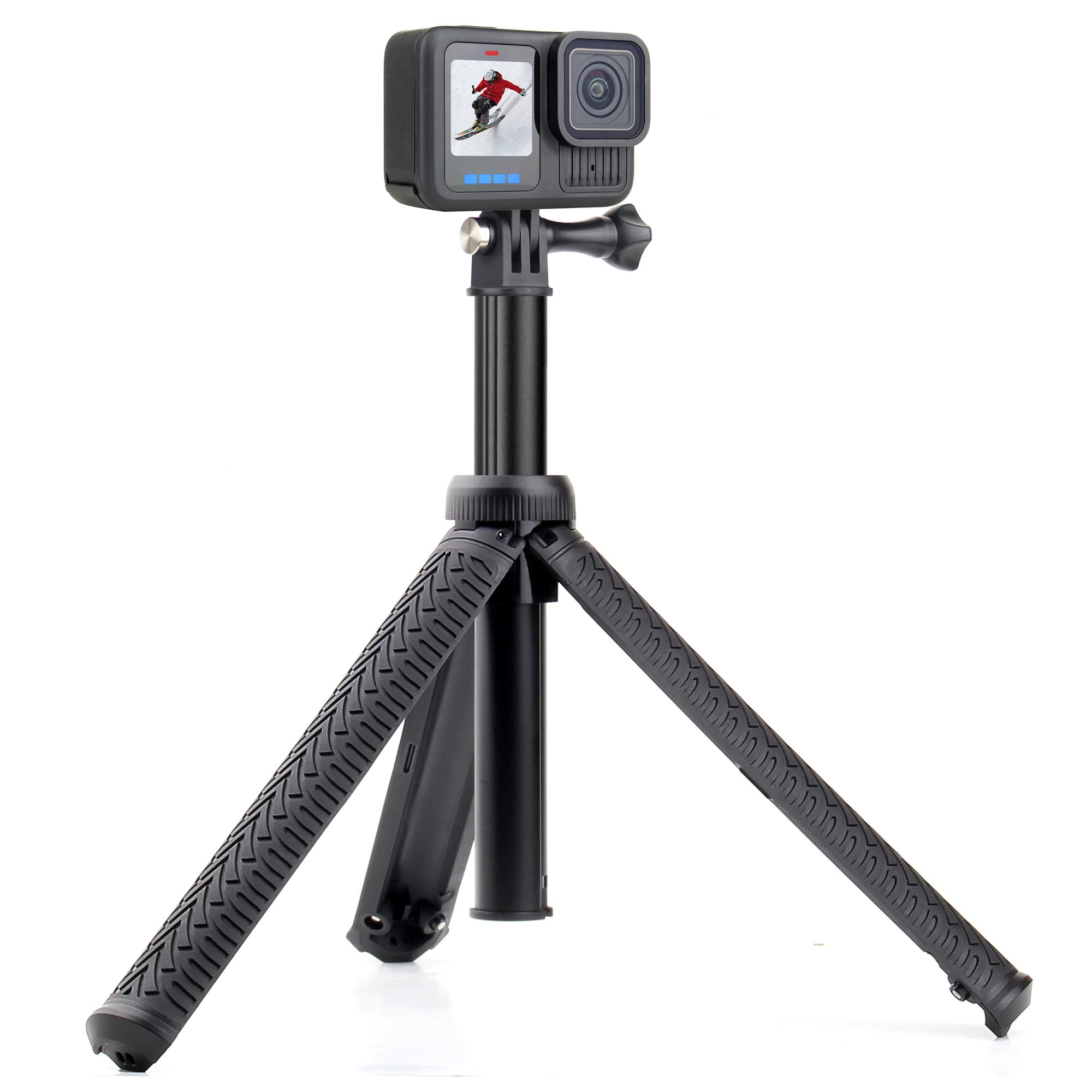 GEPULY Extendable Tripod Underwater Selfie Stick Portable Vlog for GoPro Hero 13 12 11 10 9 8 7 6 5 4 3, Insta360, AKASO, SJCAM, DJI Action Camera&Phones (3-in-1: Hand Grip, Selfie Stick,Tripod Stand)