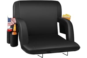 HOPERAN Stadium Seats for Bleachers with Back Support, Half-fold Portable Bleacher Chairs with Back and Cushion, 600D Waterproof Reclining Extra Wide Bleacher Seat for Outdoor Sports
