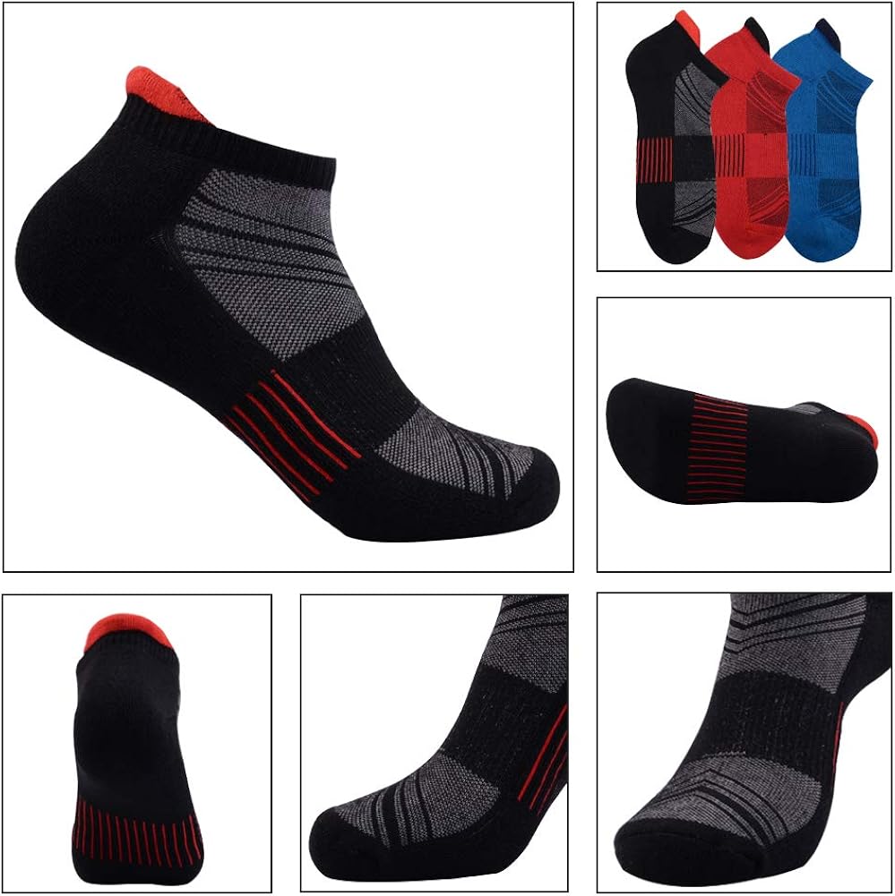 Mens Ankle Low Cut Athletic Tab Socks for Men Sports Comfort Cushion Sock 6 Pack, Multicoloured, Sock Size 10-13 at  Men’s Clothing store
