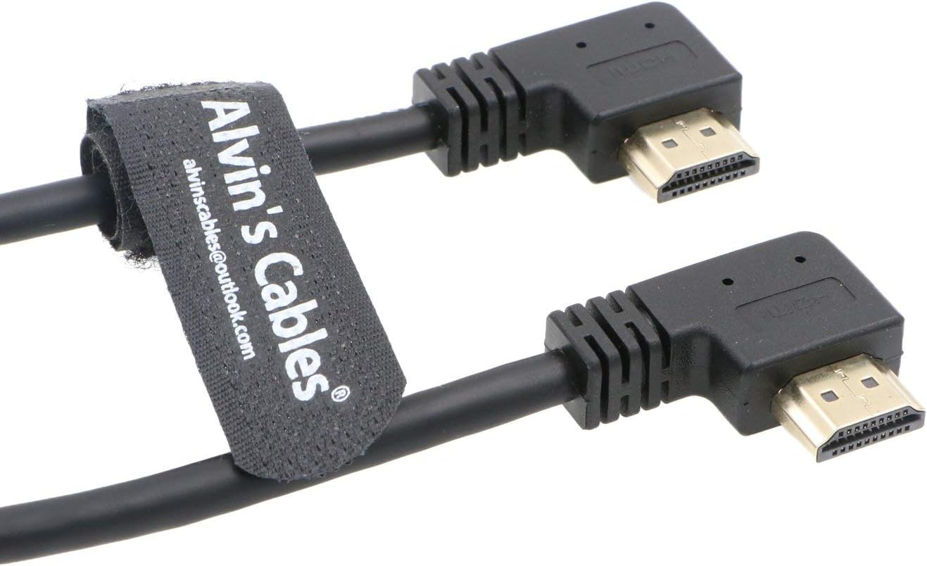 Alvin's Cables Z Cam E2 L Shape 4K 60P HDMI Cable for Atomos Shinobi Ninja V Monitor Portkeys BM5 Right Angle to Right Angle High Speed HDMI Cord 30CM