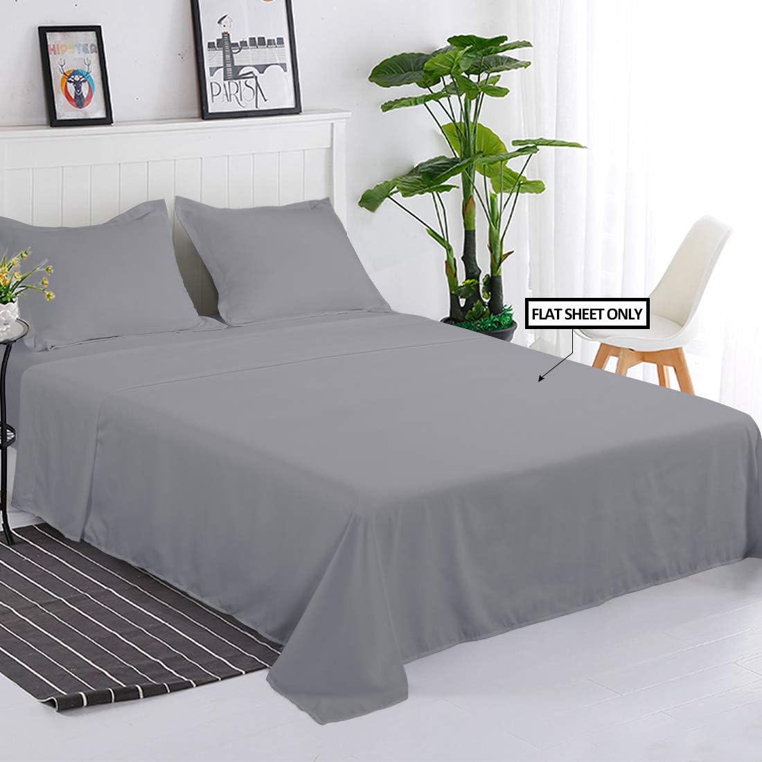 Balichun 6 Pack Flat Sheet Set -Premium Quality Sheet Soft and Breathable Wrinkle, Fade Resistant Bed Top Sheet for Hotel and Hospital Use,Twin Size Grey: Home & Kitchen