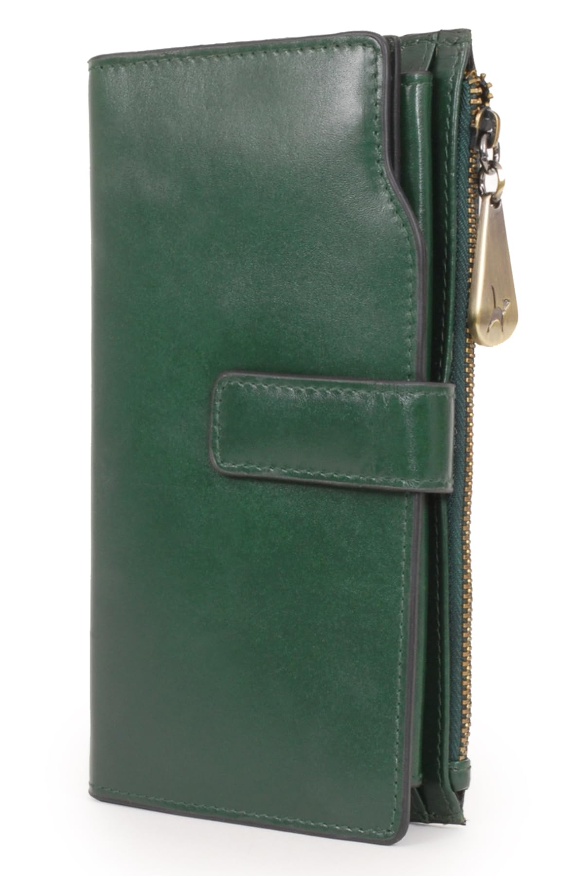 Catwalk Collection Handbags - Ladies Large Leather Purse - Women's 20 Credit Card Wallet with Phone & Coin Pocket - RFID - Stella - Green