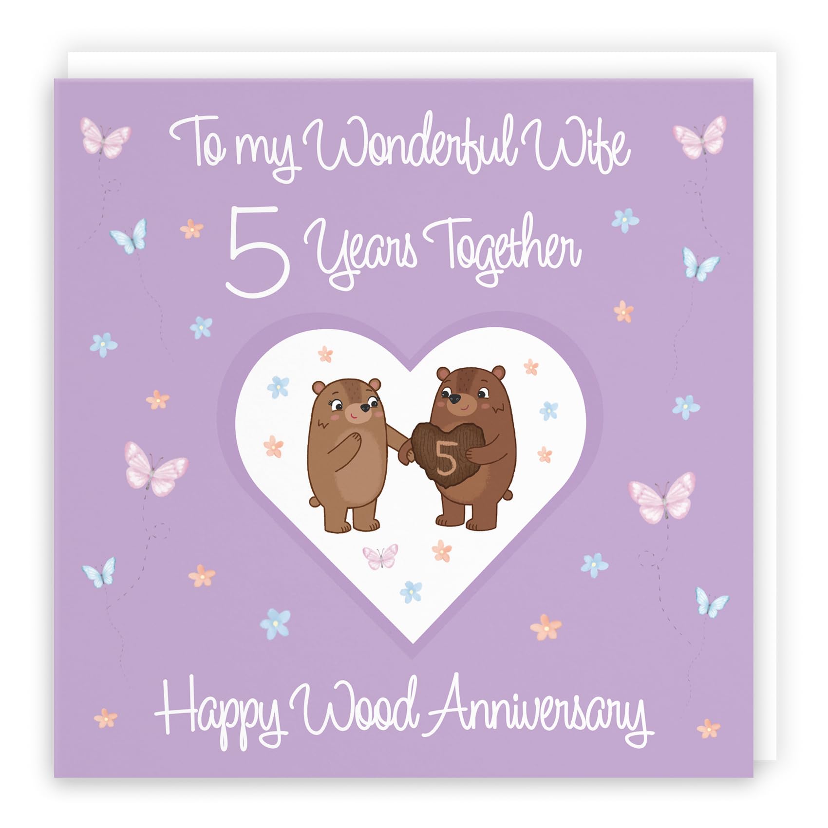 Hunts England - Wife 5th Anniversary Card - 5 Years - Wood Anniversary - Romantic Meadows - Fun Card - Fifth Anniversary Card For Wife — image 1