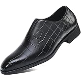 LMGYZUR Men's Retro Dress Slip-on Loafers Business Casual Formal Leather Shoes for Men