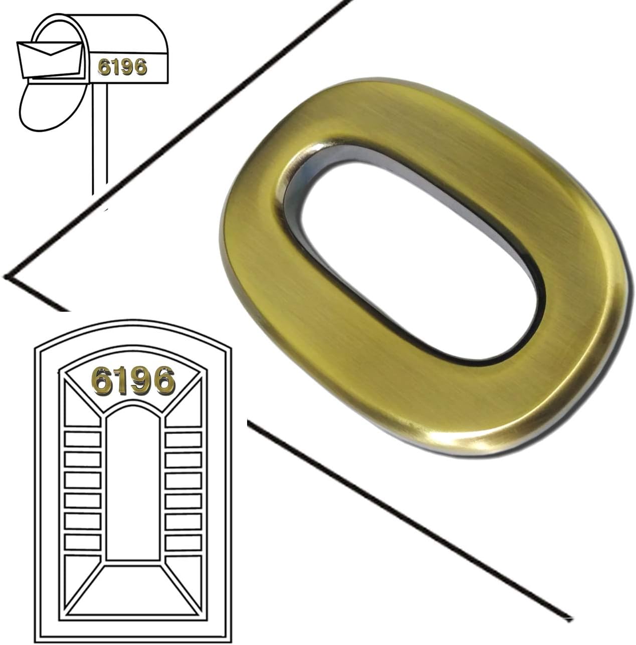 Magicdo® 3 / pack 2 Inch Golden Modern House Numbers, Modern Mailbox Number Sticker, 3D Shining Reflective Number, Floating Apparear Number, House Number Signs (0)