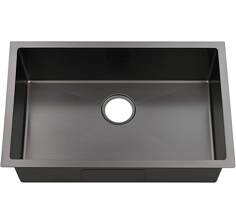 Ufaucet Commercial 28 Inch Extremely Durable Dark Grey Black Nano Titanium Plating T304 Stainless Steel Kitchen Sink 18 Gauge Undermount Single Bowl Handmade R10 Kitchen Sinks Amazon Com