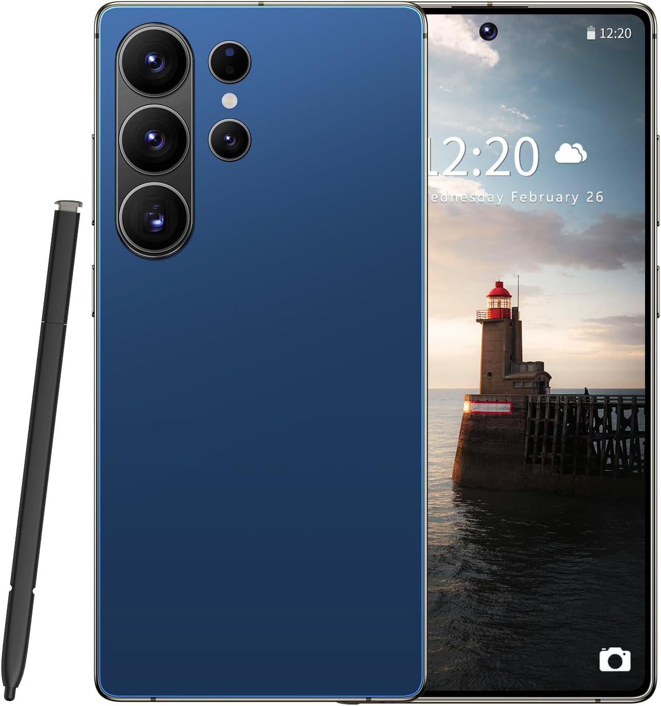 Huness S26 Ultra Unlocked Phone,Built in Pen The Phone,Cell Phone Battery 7000mAh 6.99" HD Screen,Android 15 16+512GB Smartphone,Dual SIM/5G/Face ID/Fingerprint Lock/GPS (Deep Blue, 16+512G)