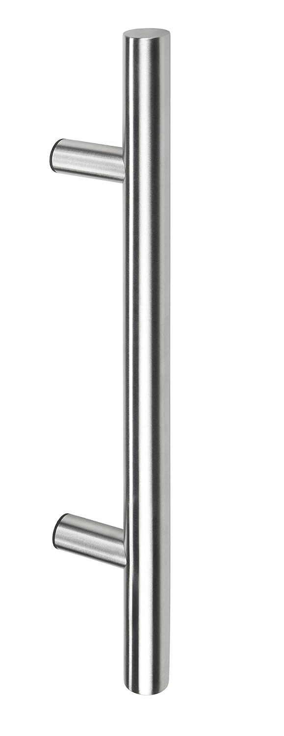 Gedotec Roestvrij stalen bumper, huisdeurgreep 800 x 600 mm, 1 stuk, roestvrij deurgreep rond, huisdeurbeslag met rechte steunen, stangmaat: 30 mm, recht deurbeslag incl. bevestigingsmateriaal