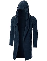 GIVON Men's Long Hooded Shawl Cardigan Open Front