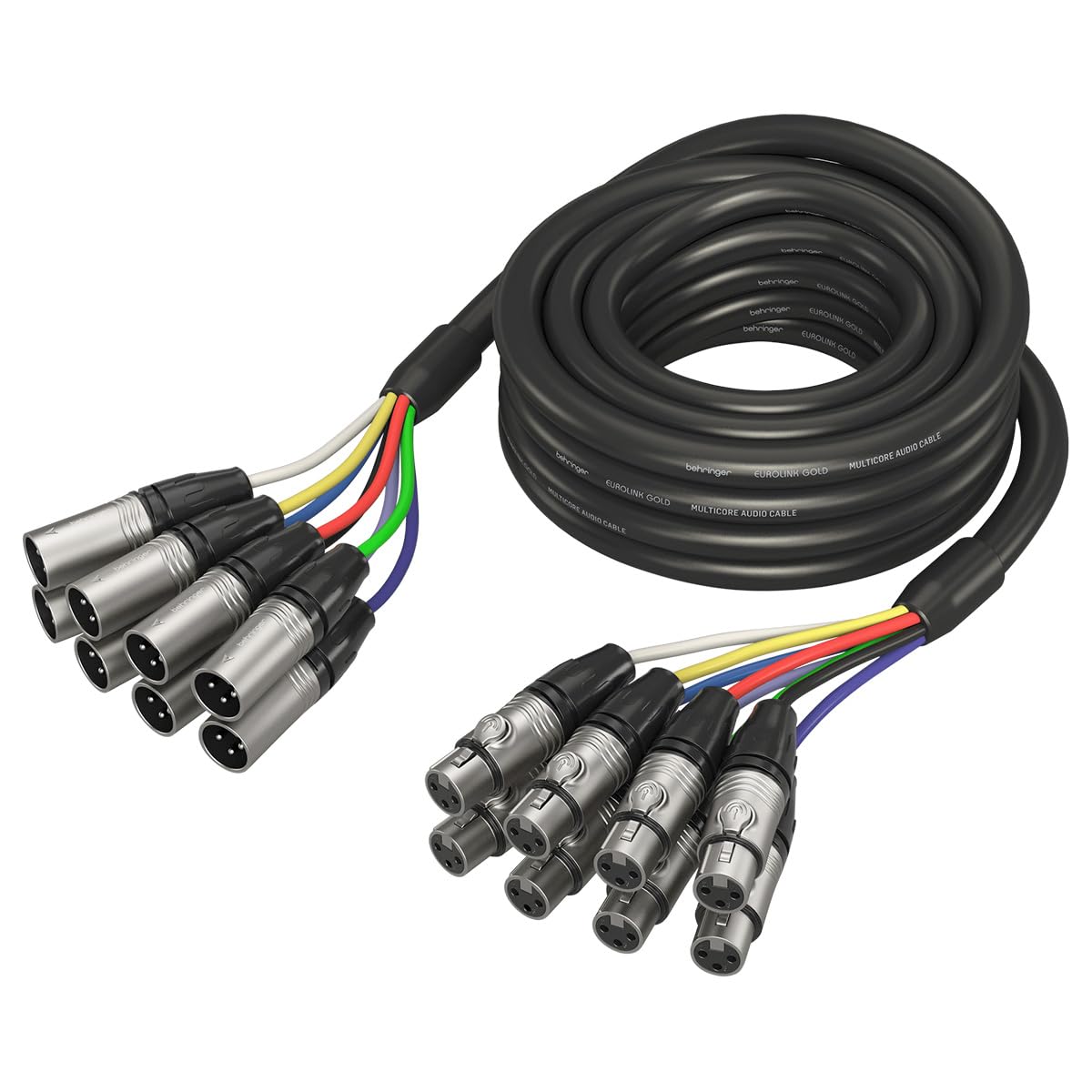 Behringer Multicore Cable - 8-way XLR Male to XLR Female - 8 Channel Snake Cable - 5 m / 16.4 ft - Gold Performance - GMX-500