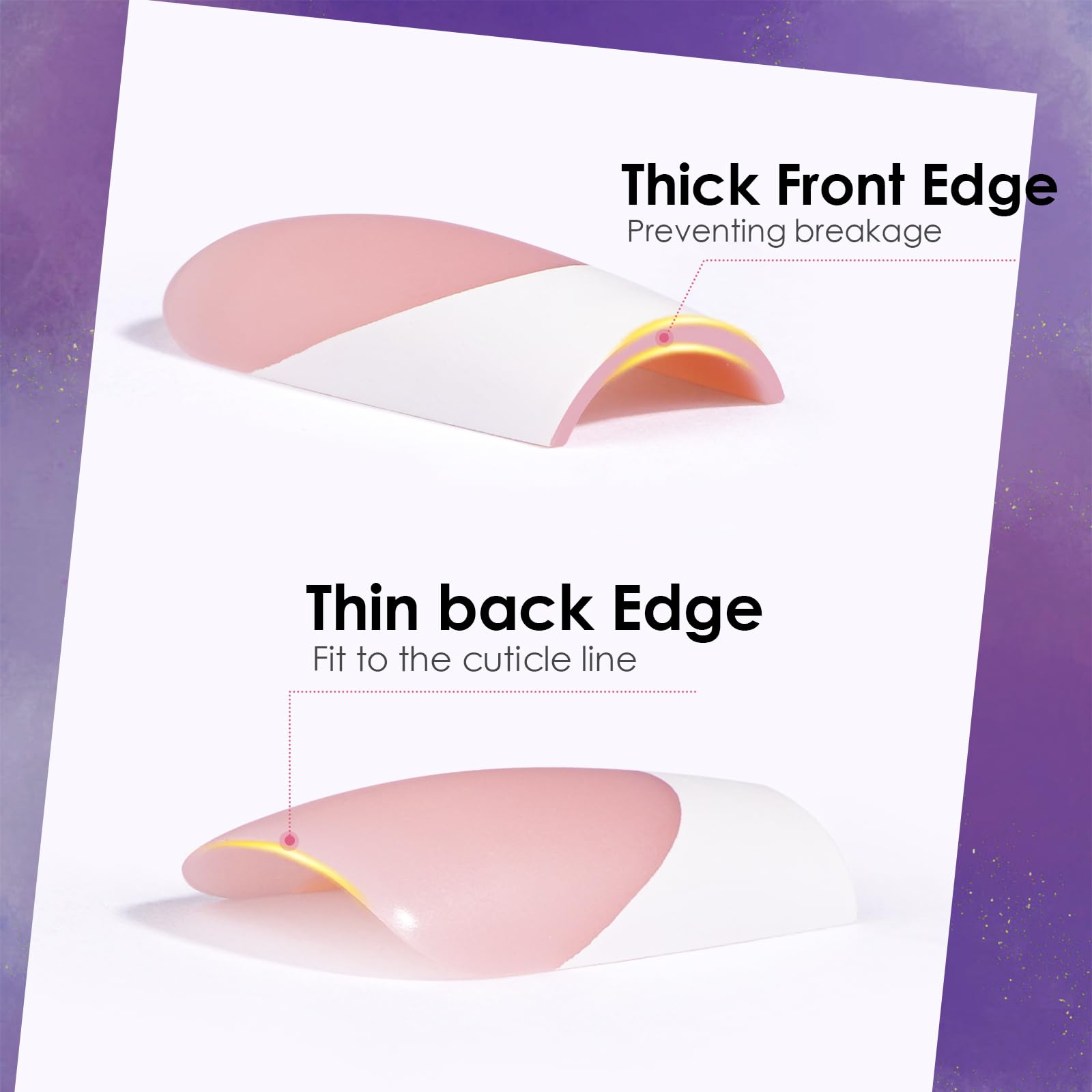 Canvalite French Tip Press on Nails Short Gel Nail Tips - 300Pcs Pre-Colored Quick and Easy Press on Nails Almond Fake Nails with Designs DIY Gel French Tip Nails, Pink White - Image 8